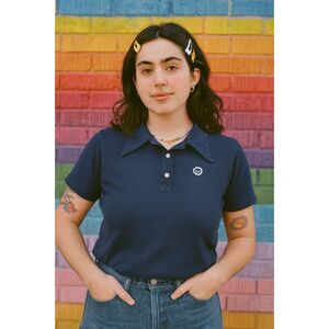 BIG BUD PRESS Blue 100% Cotton Polo Shirt Top   Women's Size Medium